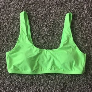 Neon green target swimsuit top